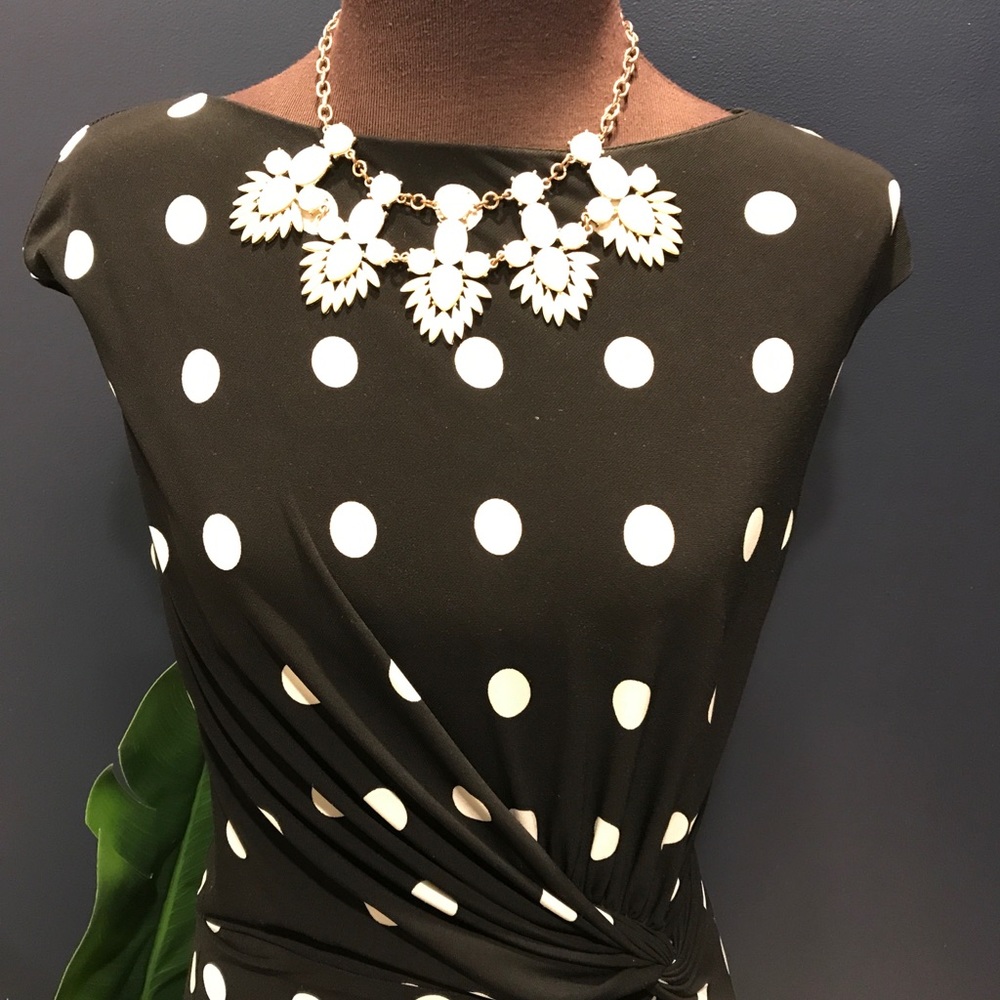 Ralph Lauren front faux tie polka dot dress - Picture 2 of 5